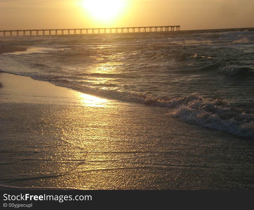 Pensacola beach at sunrise in March