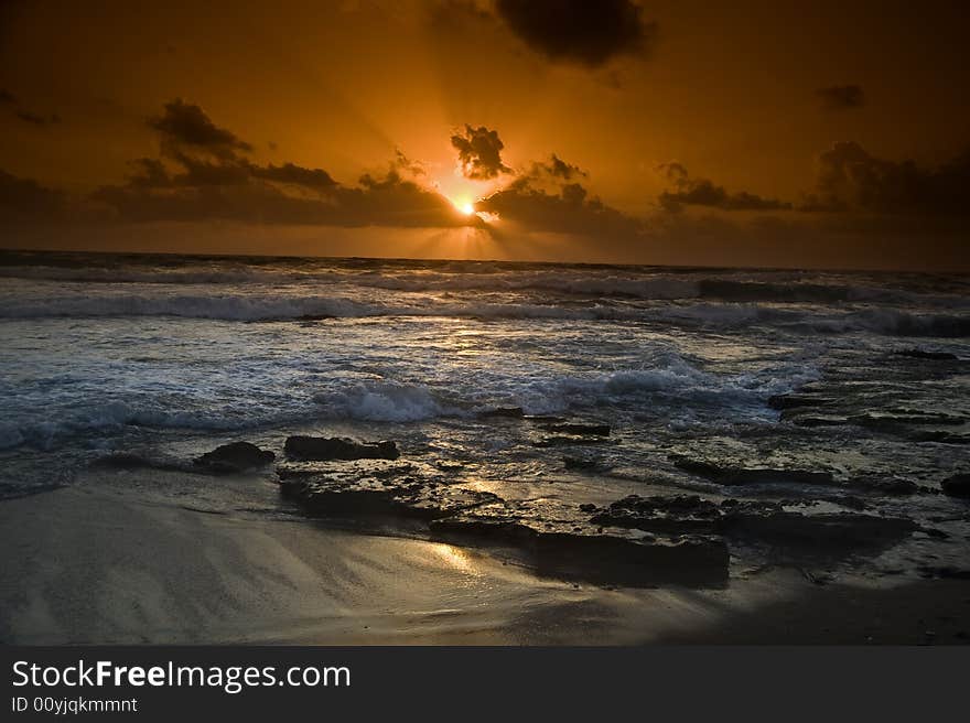 Beautiful sunset at the beach. Beautiful sunset at the beach