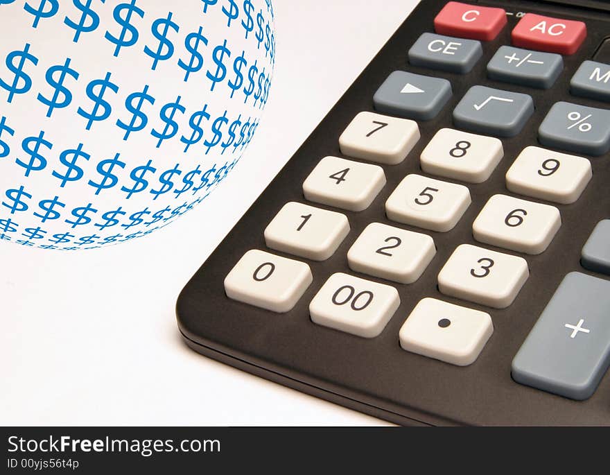 Close-up of office calculator with dollar abstract. Close-up of office calculator with dollar abstract