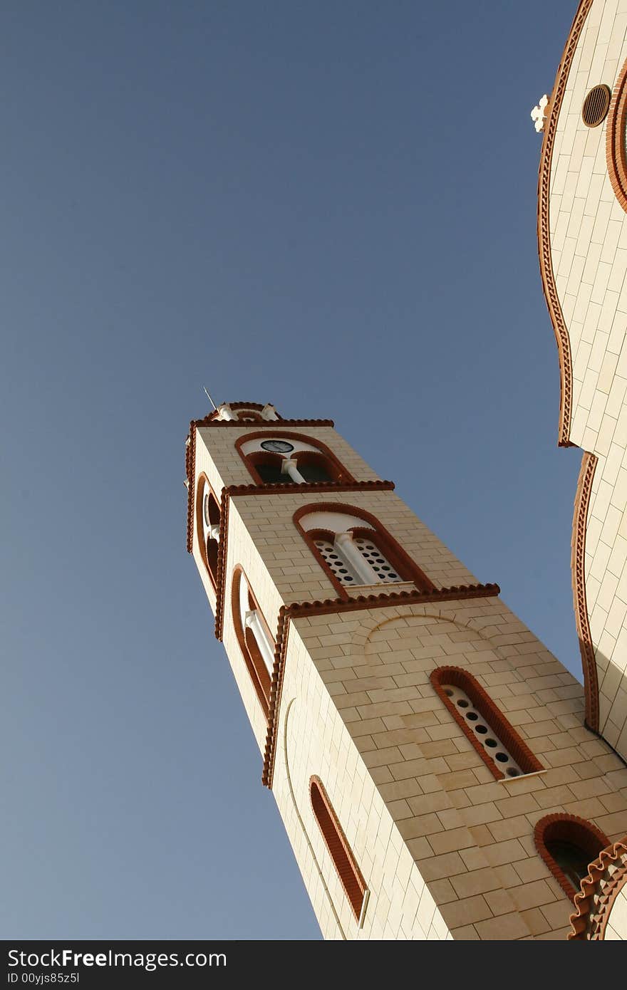 A bell tower in a new church