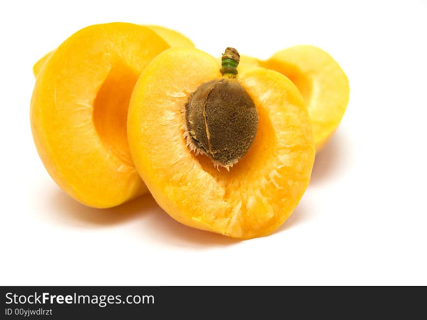 Apricots on a white background