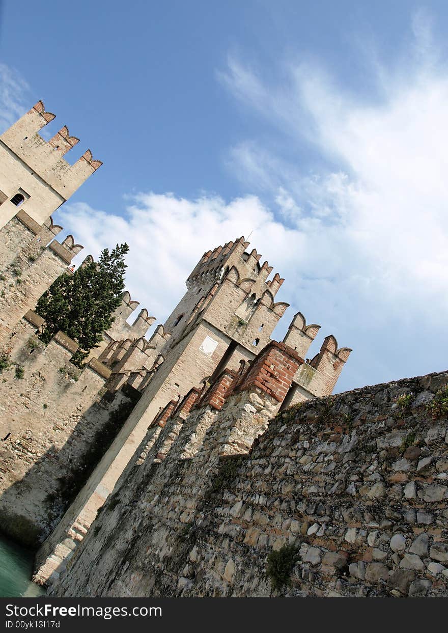 An original view of the walls of Sirmione Castle. An original view of the walls of Sirmione Castle