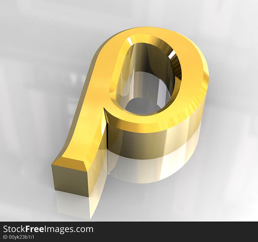 Rho symbol in gold (3d)