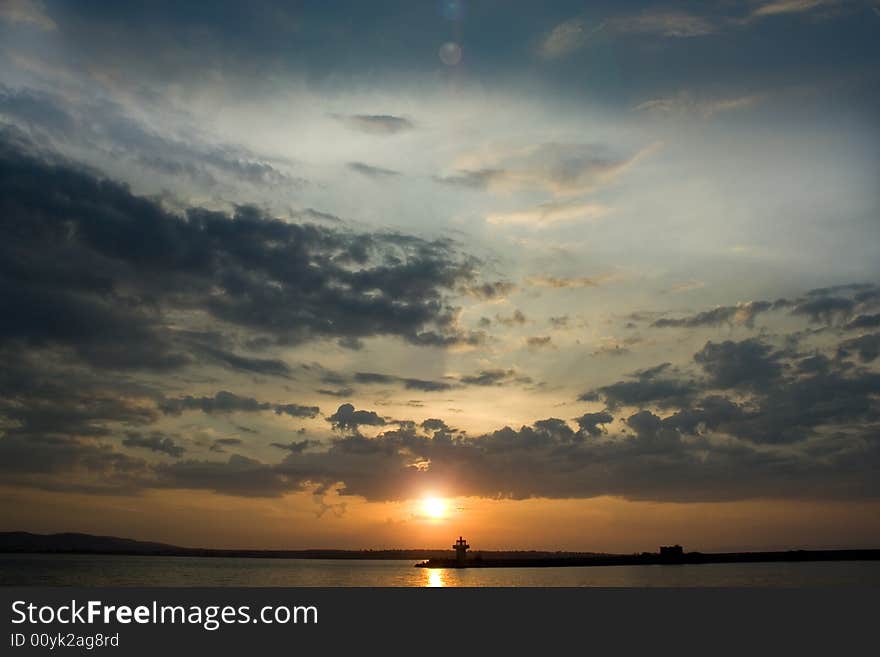 Red Sky.Black sea-Bulgaria-2008 It starts the new day. The sun punctures a road for itself in its oort clouds.Calo.The Bulgarian Black Sea Coast covers the whole eastern border of Bulgaria.