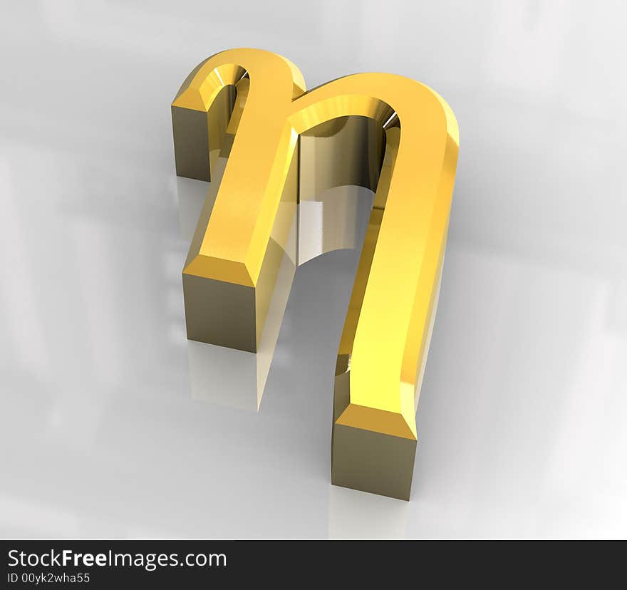 Eta symbol in gold (3d made). Eta symbol in gold (3d made)