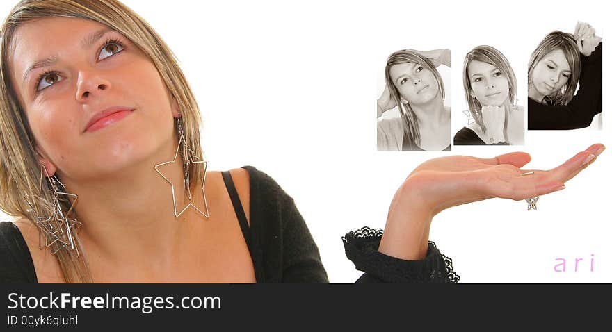 Young woman on white background. Young woman on white background