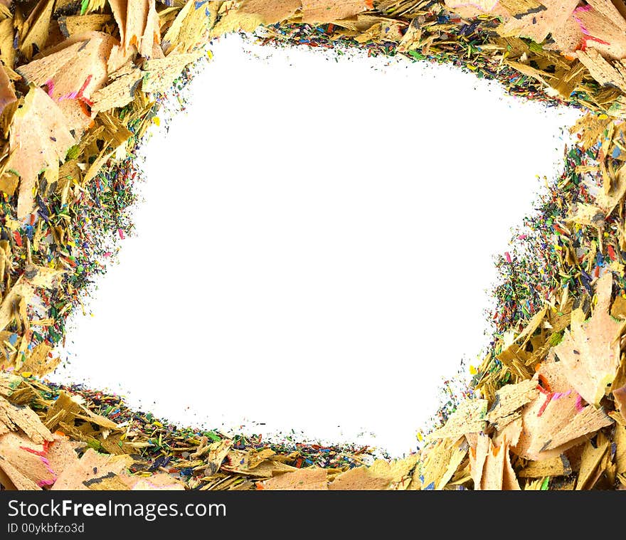 Wood waste diagonal frame, white background. Wood waste diagonal frame, white background