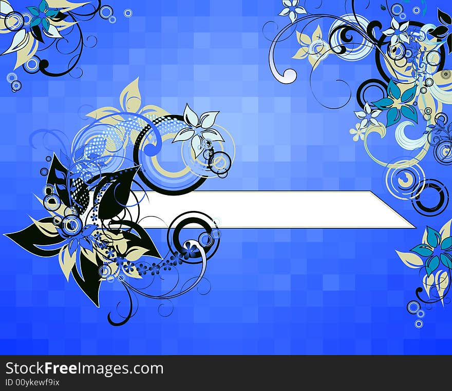 Floral frame on checkered background, vector illustration, AI file included. Floral frame on checkered background, vector illustration, AI file included