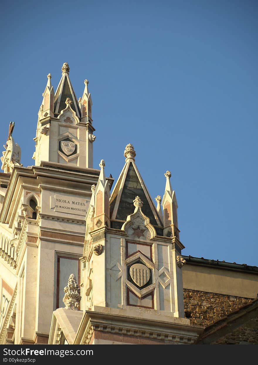 A detail of the top of Santa Croce church in Florence - Italy. A detail of the top of Santa Croce church in Florence - Italy