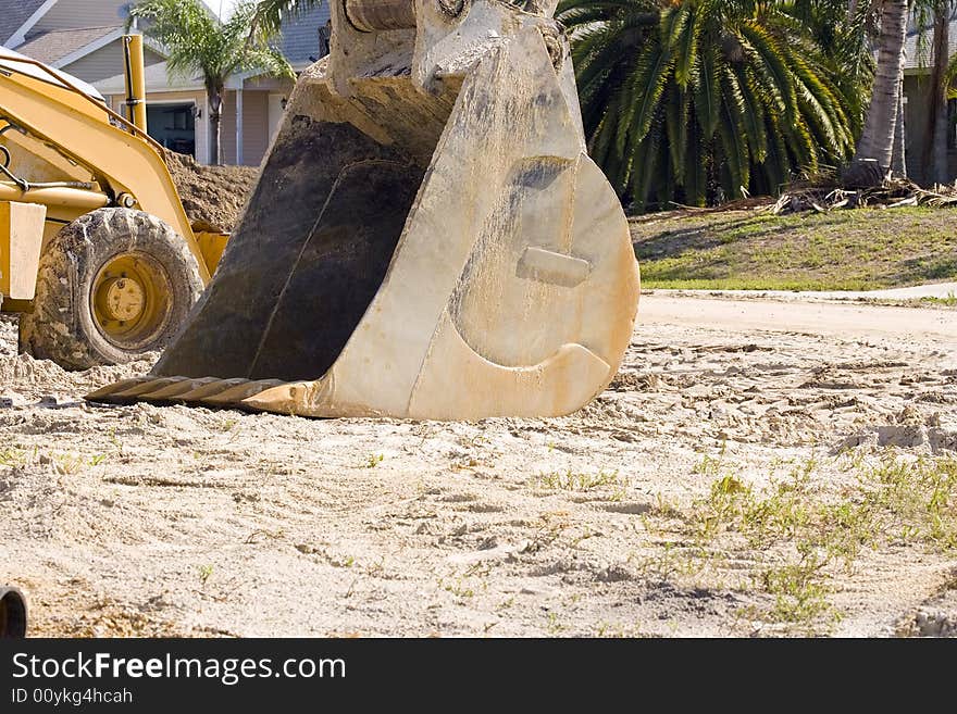 The shovel or scoop from a large backhoe