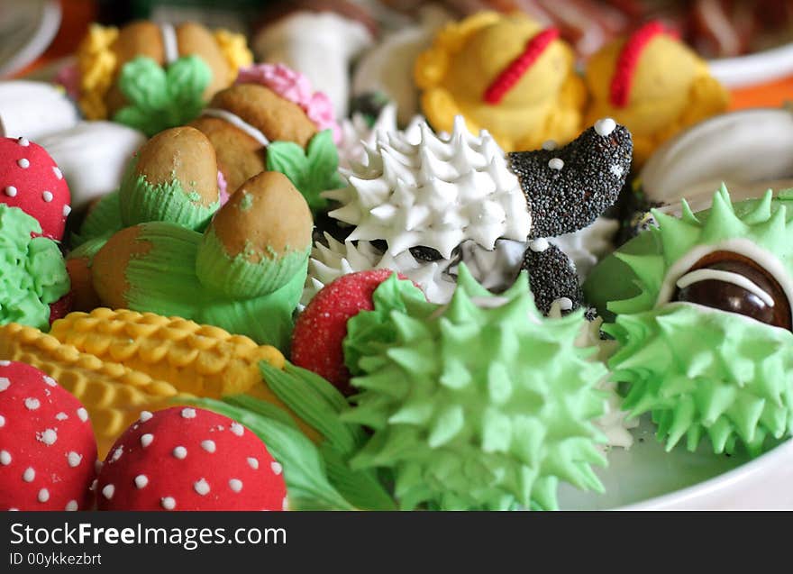 Plate of funny shape cookies. Plate of funny shape cookies