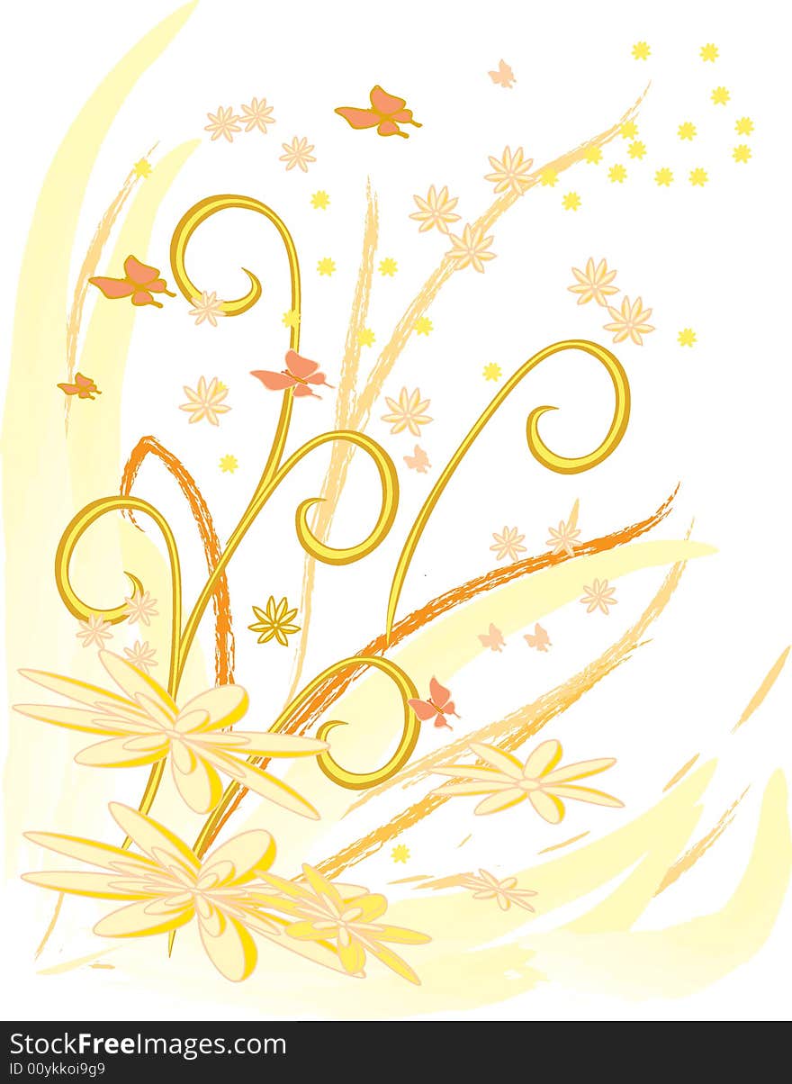 A vector illustration of a floral background with butterflys. A vector illustration of a floral background with butterflys.