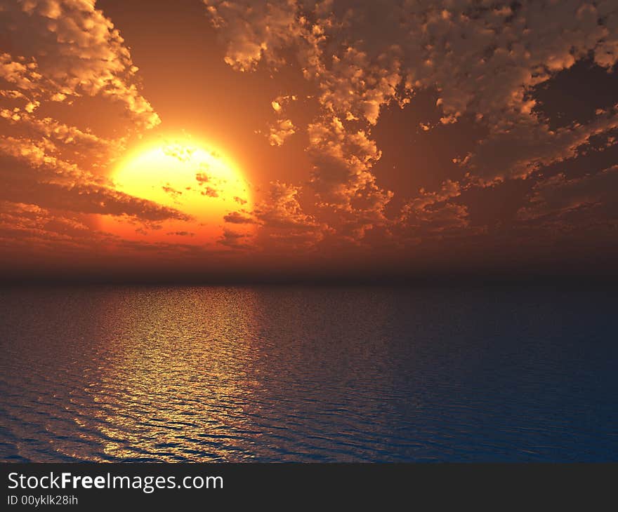 Beautiful sea and sky at sunset - digital artwork. Beautiful sea and sky at sunset - digital artwork