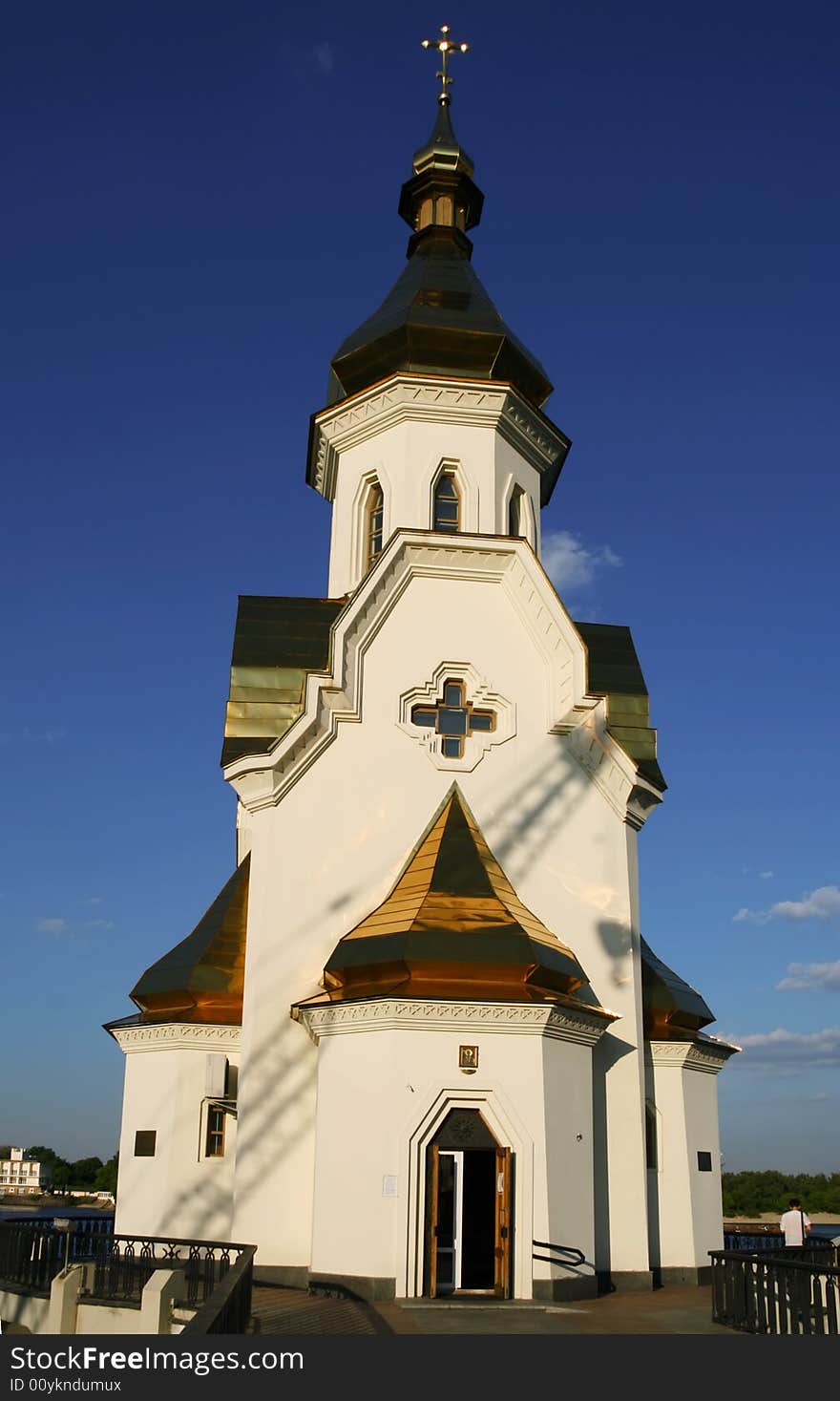 Small church on Dniepr river in Kiev, Ukraine