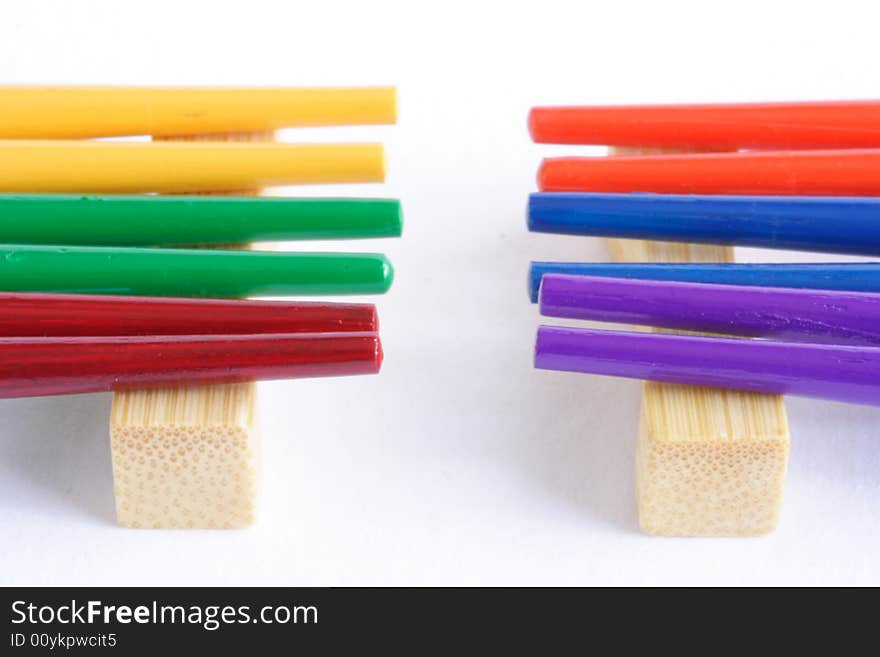 Multicolor sticks isolated in white back ground. Multicolor sticks isolated in white back ground