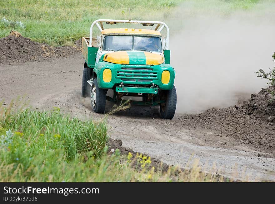 Lorry in competition in rally off-road. Lorry in competition in rally off-road