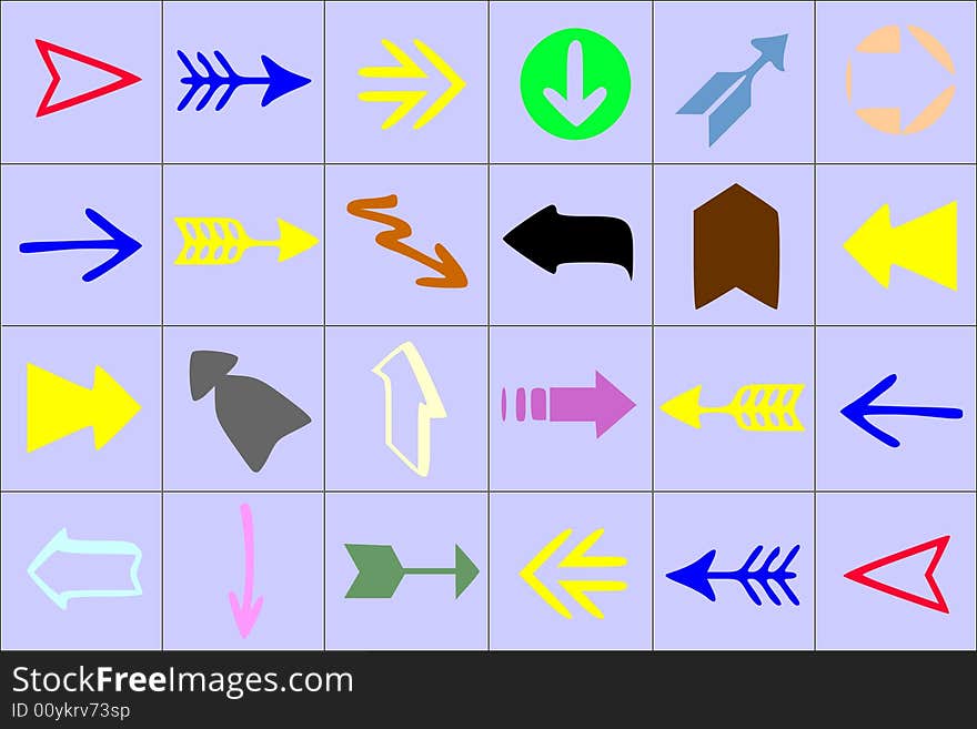 vector illustration of many colorful signposts