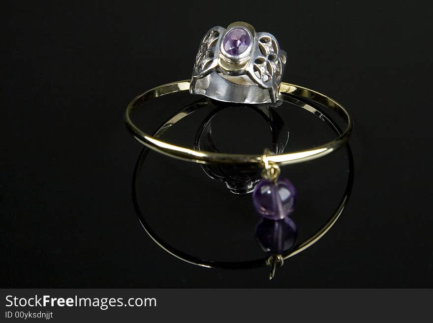 Amethyst ring and bracelet