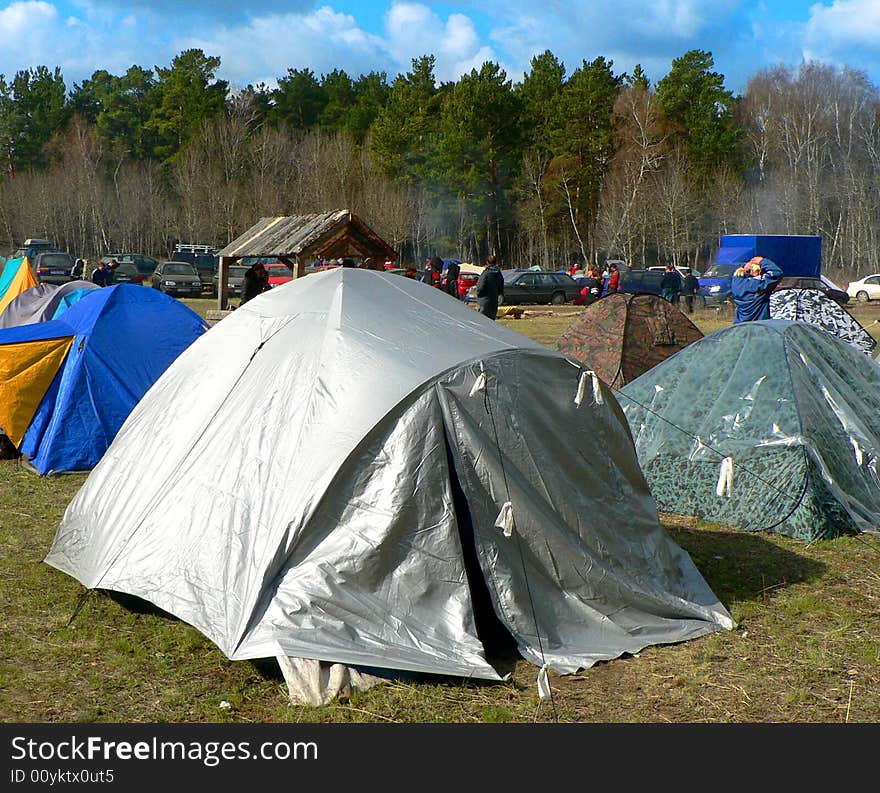 Bright tent in the forrest