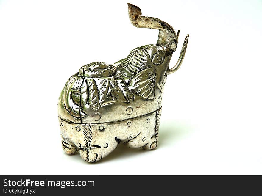 Handmade elephant silver boxes from Asia. Silver is a soft metal that has been used for many thousands of years by people all over the world, for jewelery, as money, and many other things. It is called a white metal even though it looks gray. The word silver is also used to talk about this colour or shade of gray.Silver is very malleable, and ductile, which means it can be pulled into wire or hammered into thin sheets. When it is used in money or in jewelery, it is often mixed with gold or some other metal to make it harder.