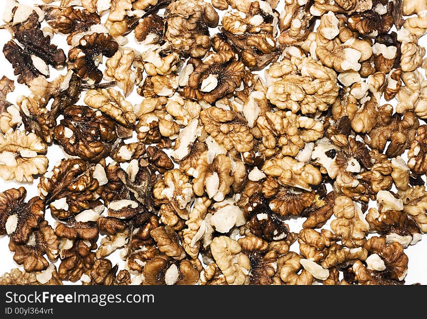 Heap of walnuts on white background. Heap of walnuts on white background