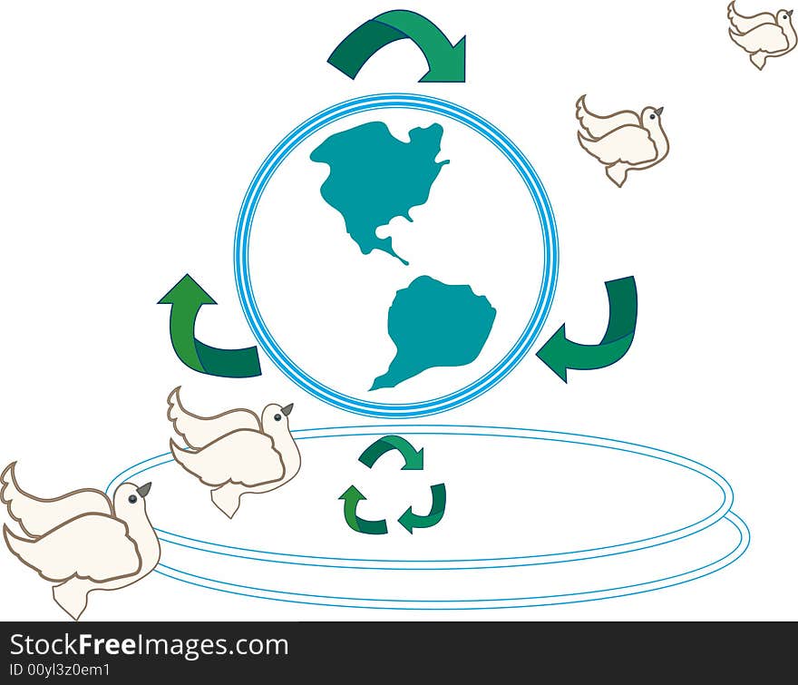 Depicting the world that needs to recycle and conserve.A vector illustration. Depicting the world that needs to recycle and conserve.A vector illustration.