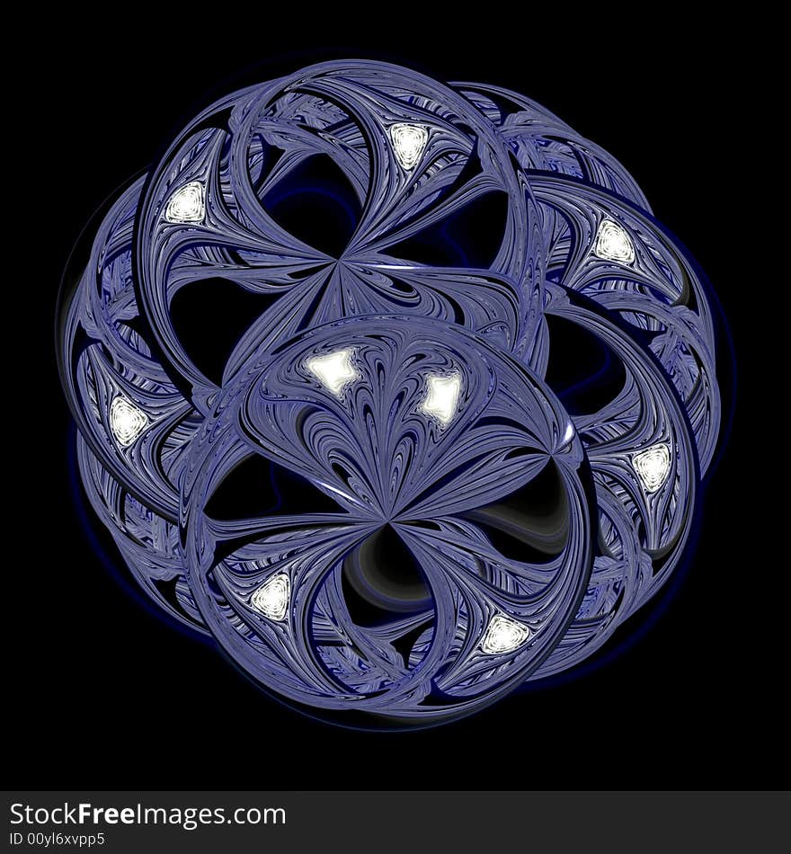 Abstract fractal image resembling a blue illusion ball