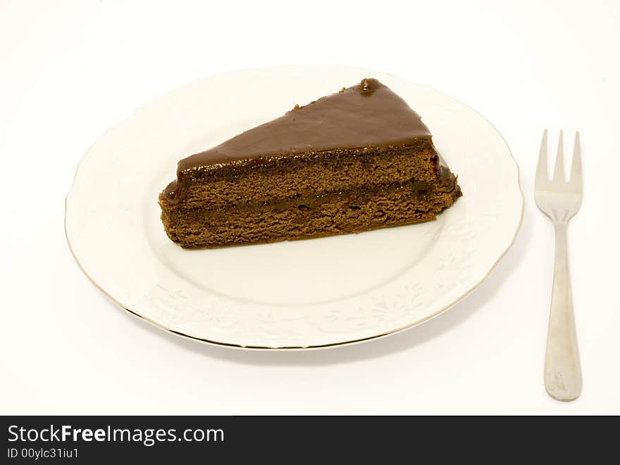 Chocolate cake with a fork