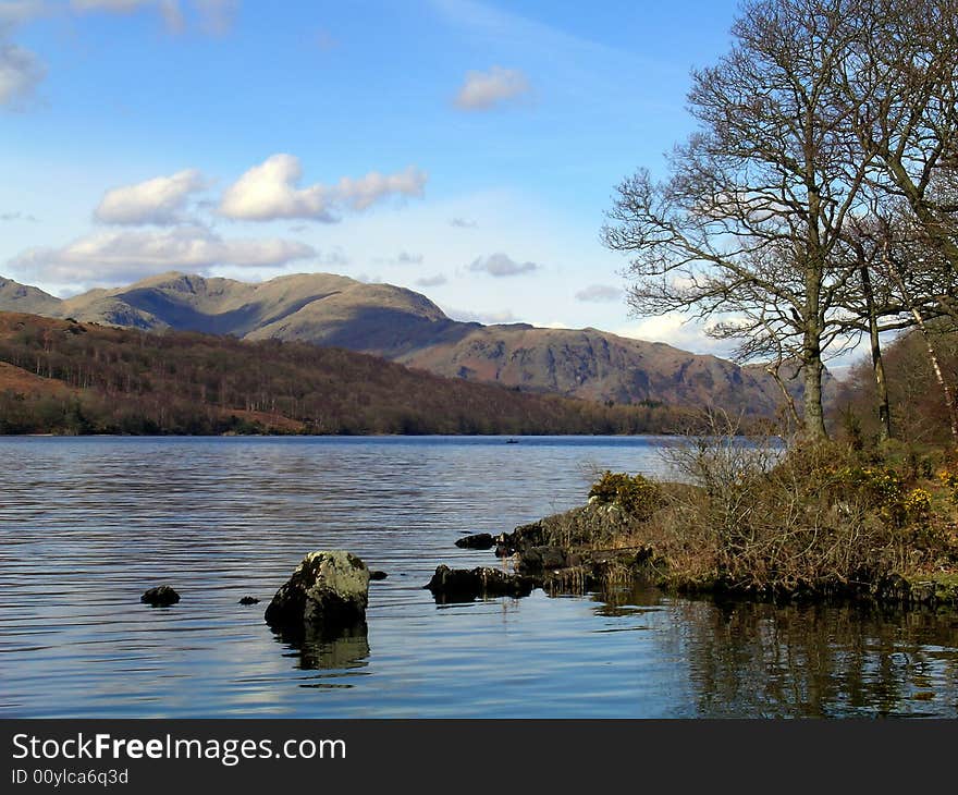 View of Coniston Water in the English Lake District, famous for world water speed attempts by Sir Donald Campbell.