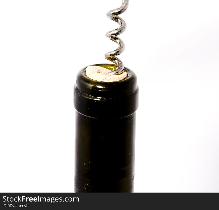 Sommelier opening a bottle of wine, close-up. Sommelier opening a bottle of wine, close-up