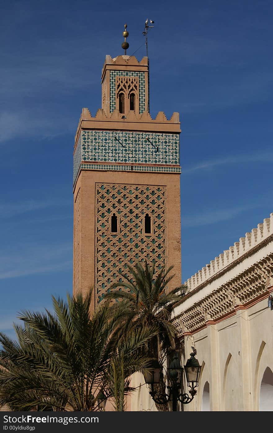 Typical minaret of a mosque in Marrakesh, Morocco. Typical minaret of a mosque in Marrakesh, Morocco