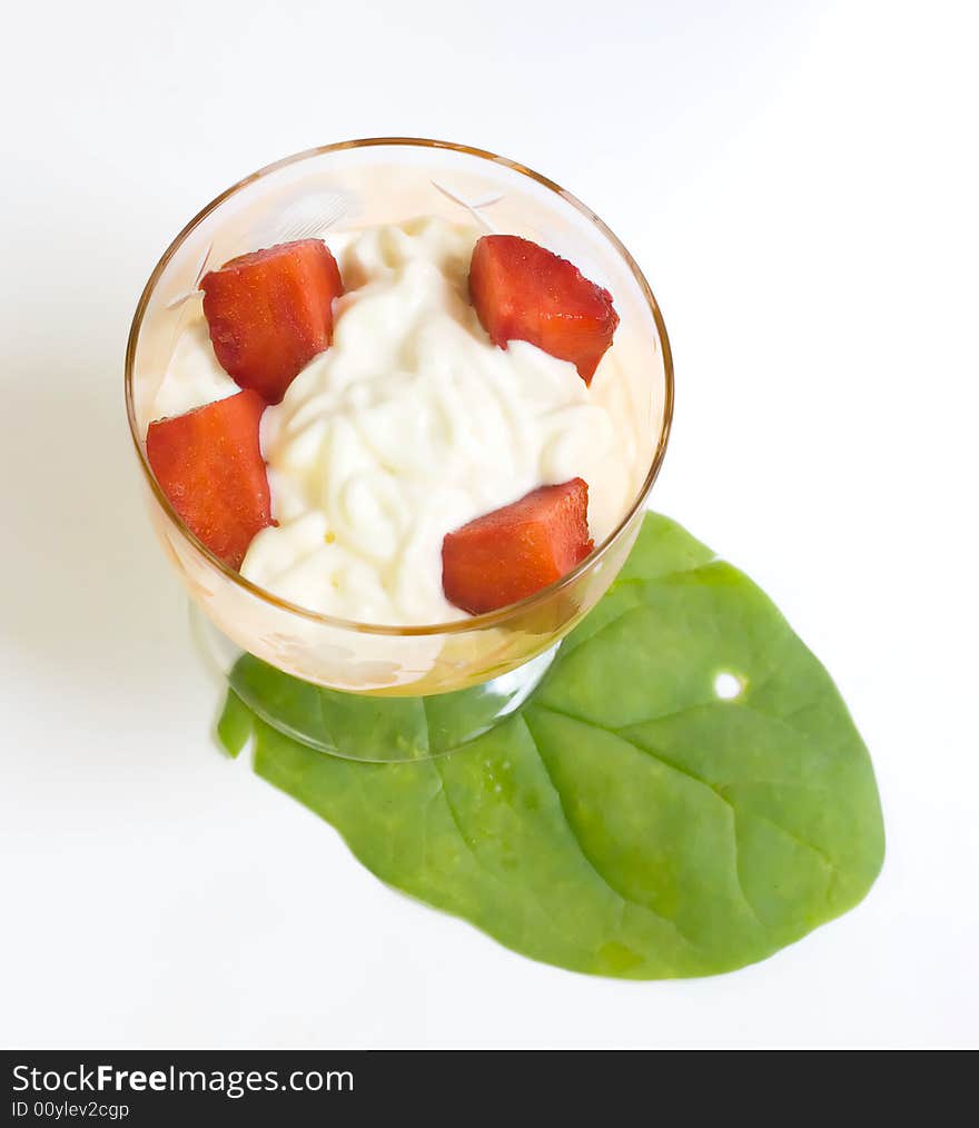 Strawberry dessert isolated on white for your design