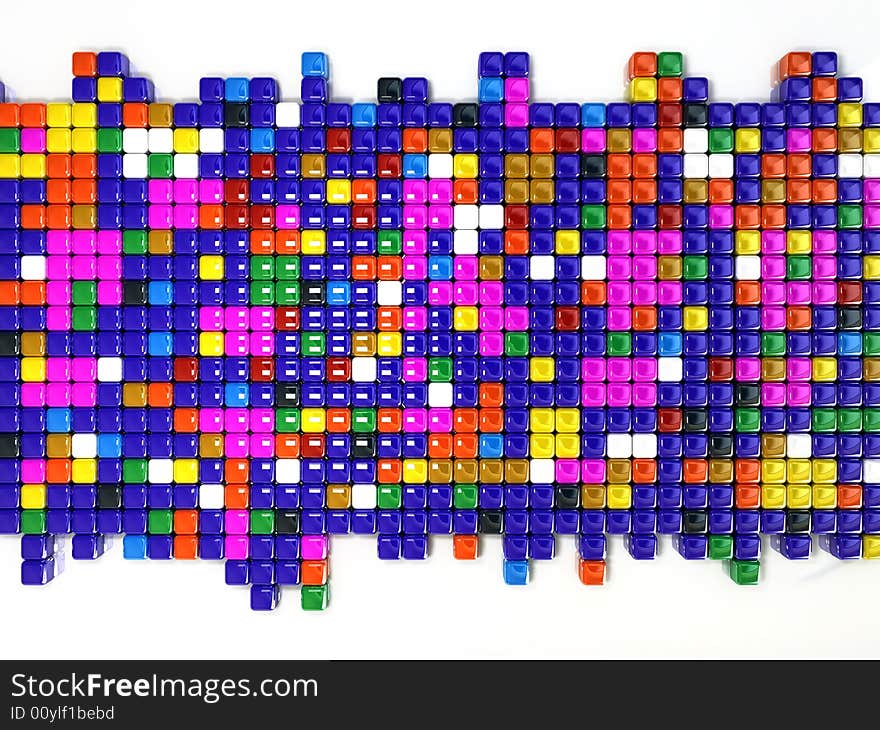 3d abstract background squares with different colors and white reflection. three dimensional shape