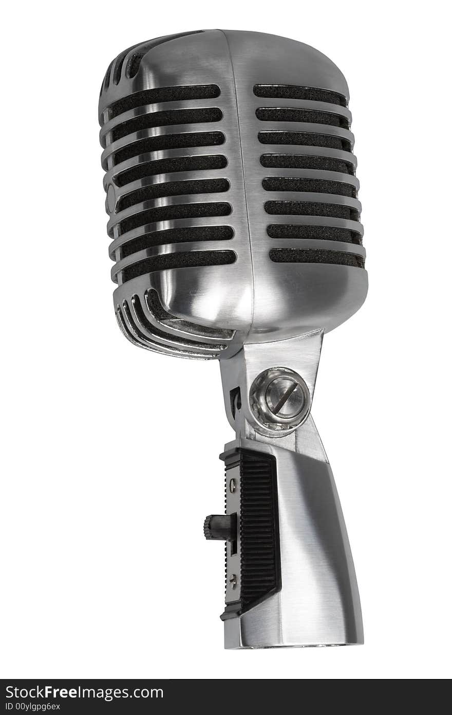 Beautiful old microphone on a white background