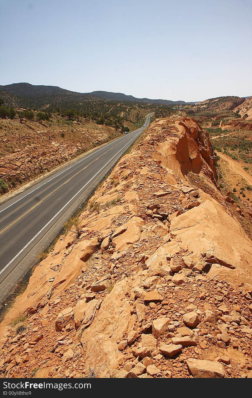 Road through Anasazi canyon Arizona