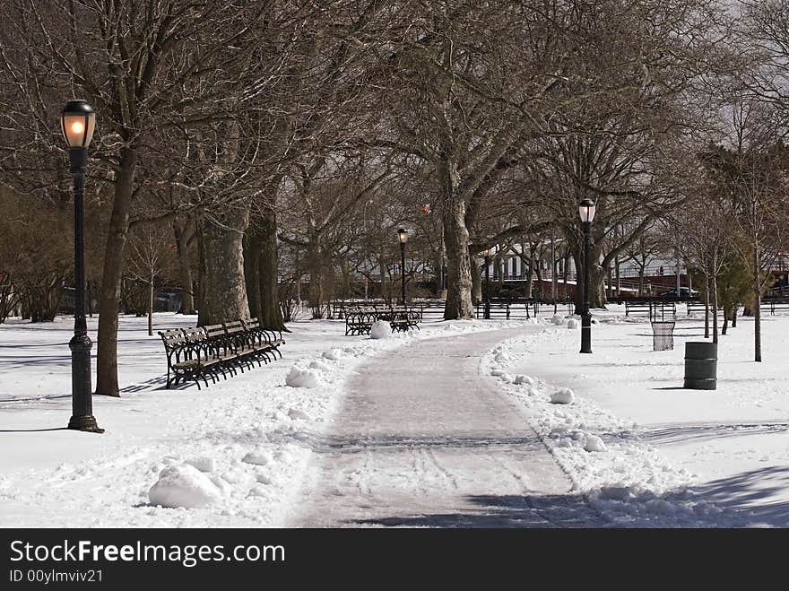 Small park in the winter