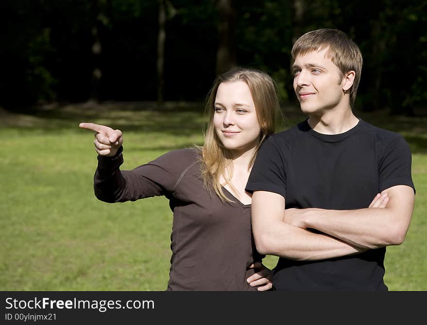 Young Family In The Forest