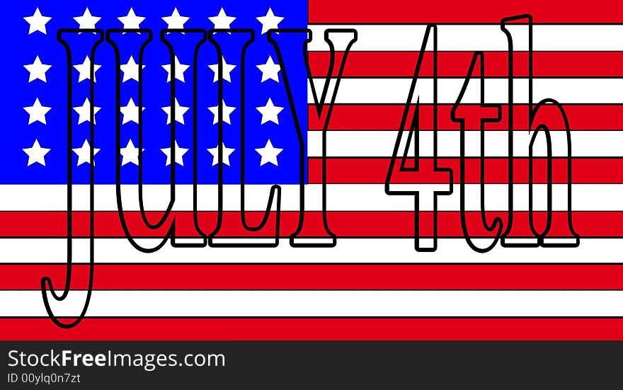 An image of the American flag with the word July 4th on it representing the concept of independence day. An image of the American flag with the word July 4th on it representing the concept of independence day.