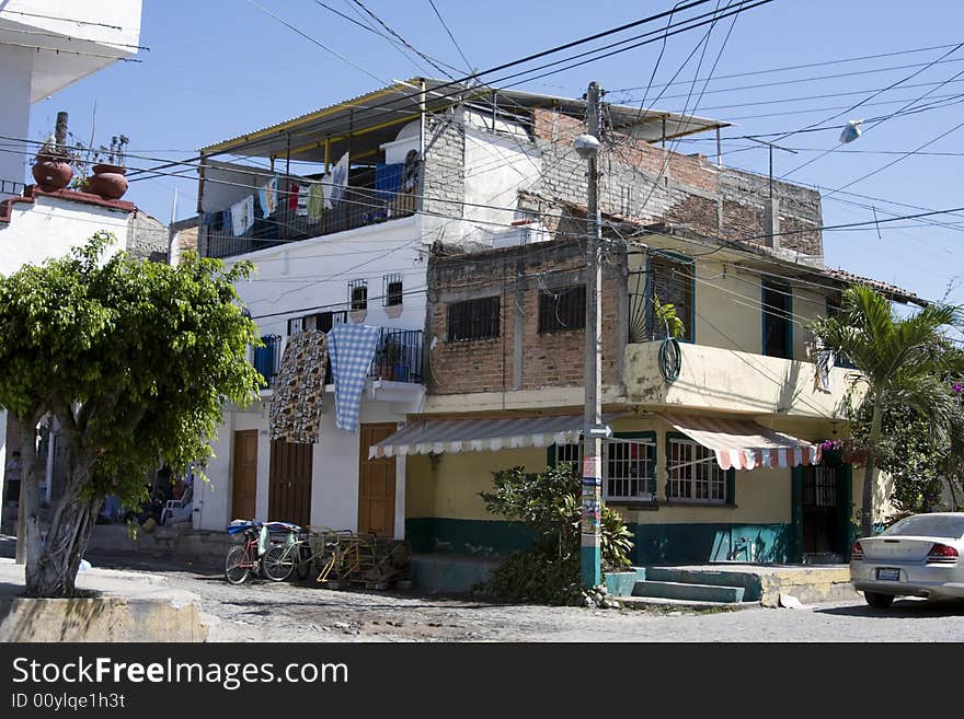 Lovely confusion of architecture and street wires.