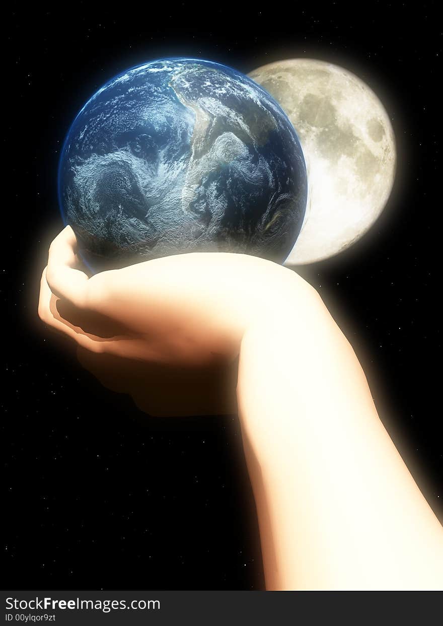 Earth In Hand At Night