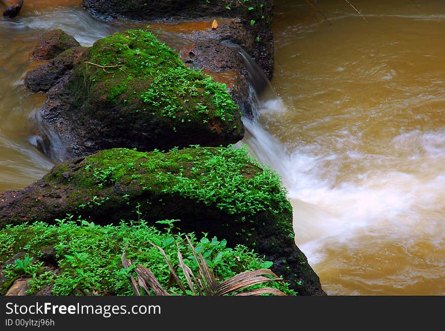 A view of a water fallse in the forest. A view of a water fallse in the forest.