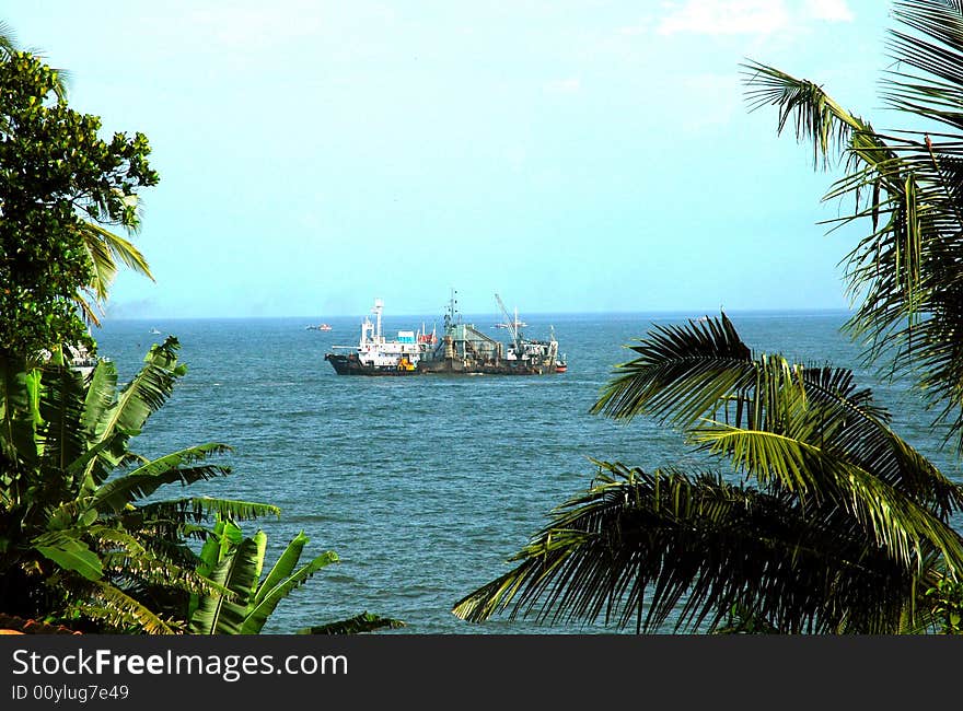 A distance view of a Ship.