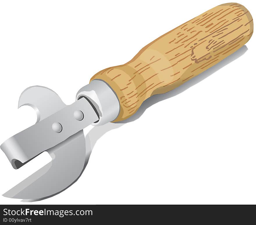 Knife for opening cans with the wooden handle. The illustration is executed in program Photo Shop CS2. Knife for opening cans with the wooden handle. The illustration is executed in program Photo Shop CS2