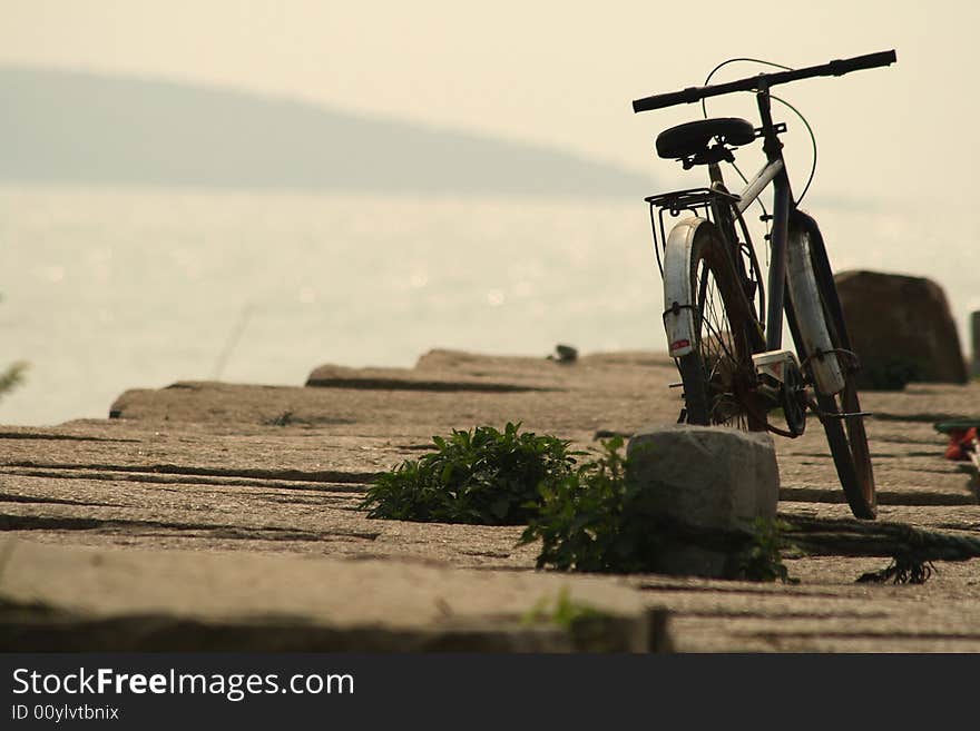 TAIHU the bicycle of lake wharf. TAIHU the bicycle of lake wharf