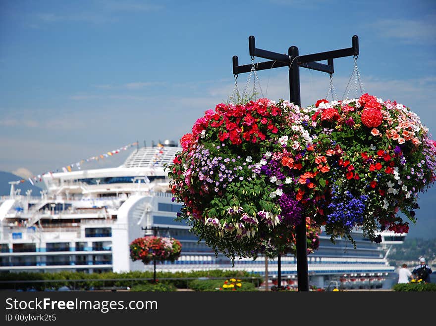 Cruise Ship And Flowers