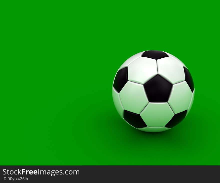 Soccer ball on the green background. High resolution 3D image