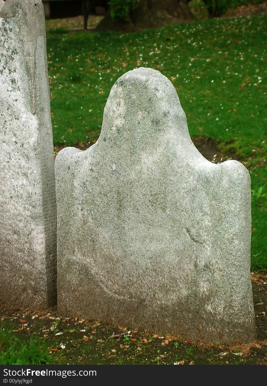 Unmarked Colonial Era Headstones in Historic Graveyard. Unmarked Colonial Era Headstones in Historic Graveyard
