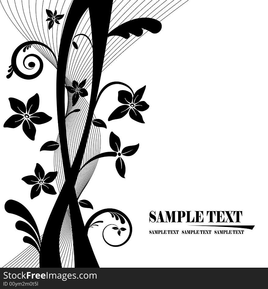 Black and white floral banner