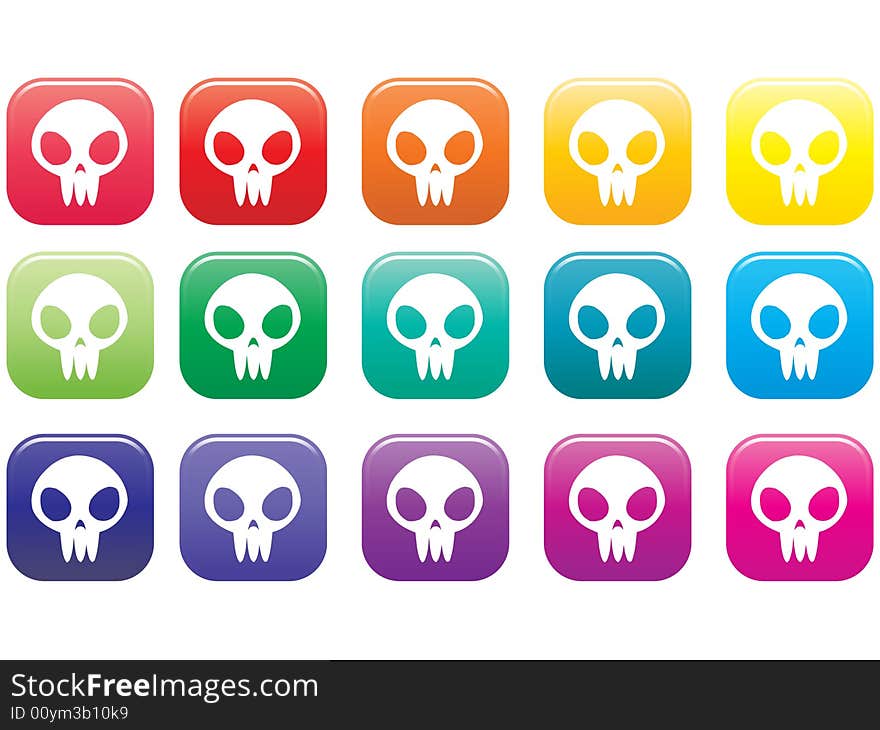 Set Of Colorful Skull Icons. Set Of Colorful Skull Icons