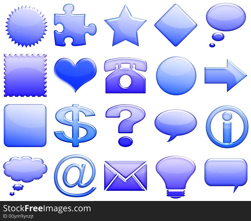 Illustration of different forms glossy as icons for web in bright colors. Illustration of different forms glossy as icons for web in bright colors